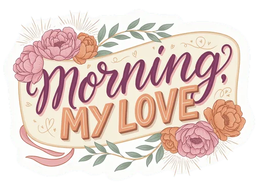 Morning My Love Floral Vinyl Sticker