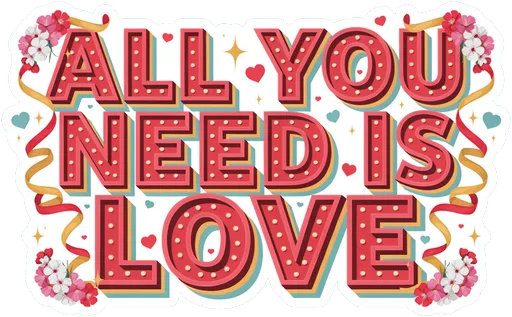 All You Need Is Love Retro Vinyl Sticker