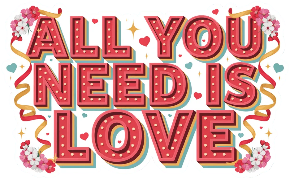 All You Need Is Love Retro Vinyl Sticker