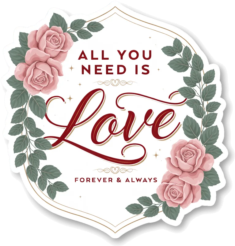 All You Need Is Love Floral Vinyl Sticker
