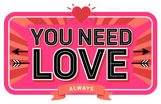You Need Love Vinyl Sticker - Retro Heart Quote Decal