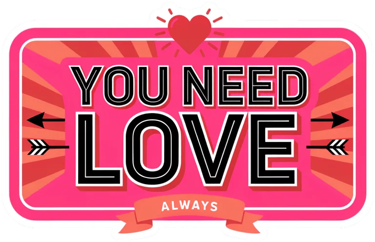 You Need Love Vinyl Sticker - Retro Heart Quote Decal