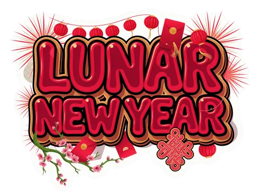 Happy Lunar New Year Sticker - Waterproof Vinyl Red Lantern Design