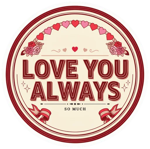 Love You Always Vinyl Sticker - Vintage Romantic Badge Decal