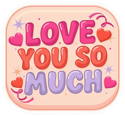 I Love You So Much Sticker - Cute Bubble Letter Heart Vinyl Decal