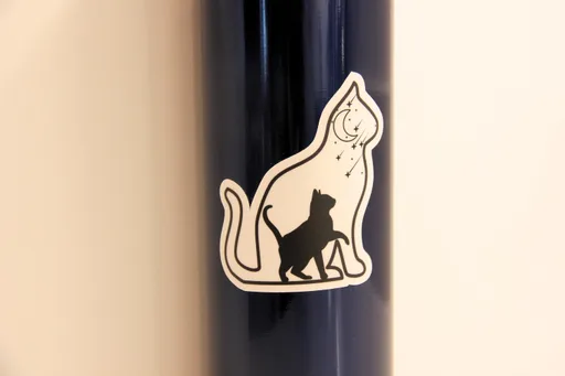 Mystical Cat Sticker with Black Cat, Moon & Stars