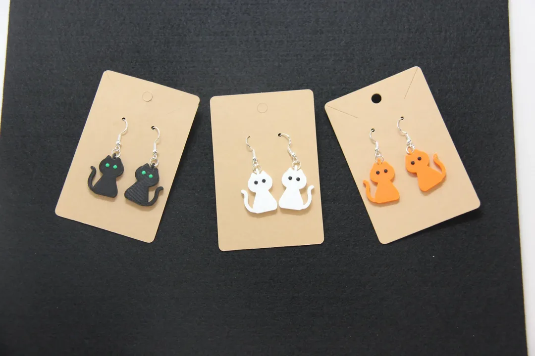 Personalized Cute Cat Earrings - Customizable Cat Jewelry
