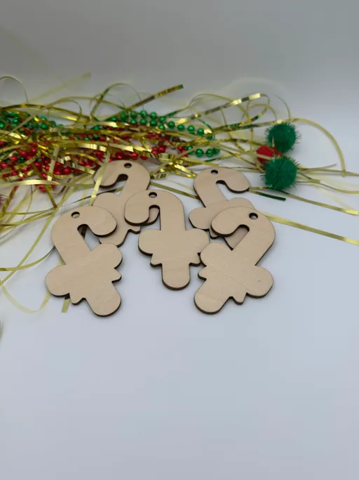Unfinished Wood Candy Cane Ornaments for Crafts